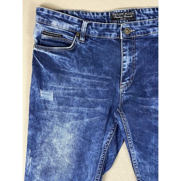 Philipp Plein Jeans Womens 38 Blue Strawberry Cheesecake‎ Denim Adult - Picture 2 of 13